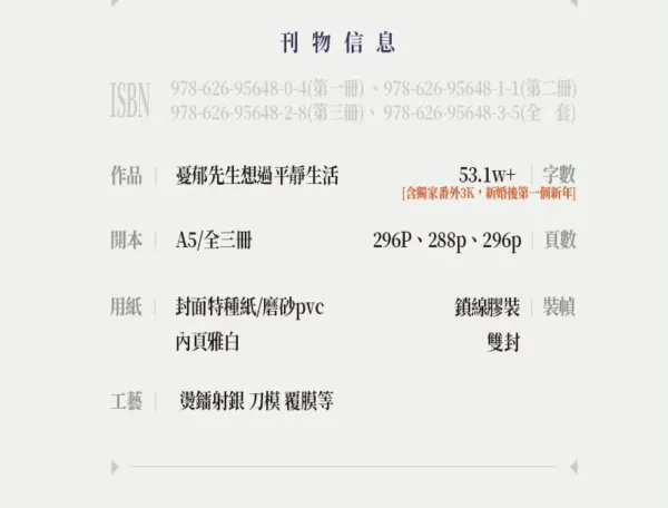 憂郁先生 2 【現貨/赠加固包装】憂郁先生想過平靜生活 | 忧郁先生想过平静生活 | 印簽版 | 青色羽翼 | 旭儒 | 原耽 | 无删减 | BL