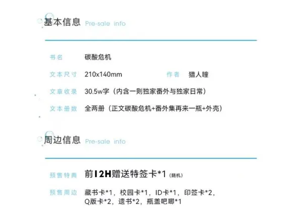 【預售/出货时间待定/赠加固包装】碳酸危機 | 碳酸危机 | 特簽版 | 獵人瞳 | 槐安 | 原耽 | BL | 不可合并其他品项书籍下单