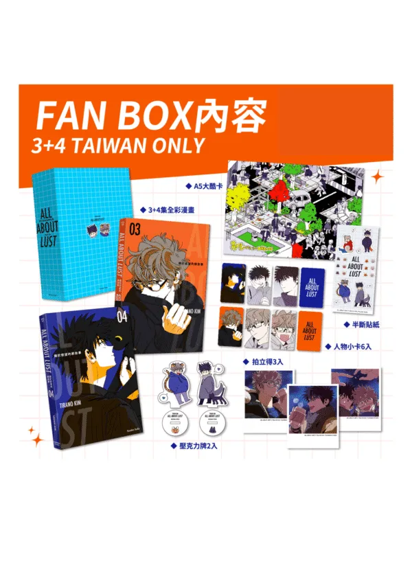 未命名設計(10) 【預售/贈加固包装/0210止】ALL ABOUT LUST・關於慾望的那些事 3+4 | ALL ABOUT LUST・关于慾望的那些事 3+4 | FAN BOX | TIRANO KIM | 留守番 | 韓漫 | BL | 不可合并其他品项书籍下单