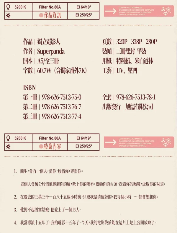 【預售/赠加固包装】獨立電影人 | 独立电影人 | 特簽版 | Spuerpanda | 旭儒 | 原耽 | 無刪減 | BL | 不可合并其他品项书籍下单